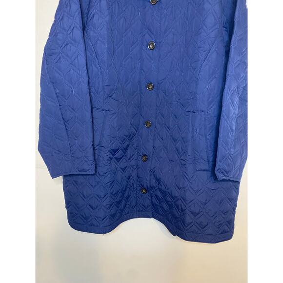 Lands End Womens Blue Quilted Barn Chore Jacket Zip Button Preppy Plus Size 3X - Picture 3 of 16
